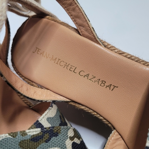 Jean-Michel Cazabat Wedge Sandal Camo Espadrille  Ankle Tie - Picture 9 of 10